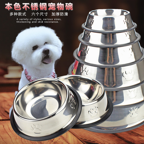 Wholesale non-slip stainless steel pet bowl dog food bowl paint printed cat bowl extra large dog bowl supplies
