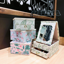 创意首饰盒森系小清新首饰盒收纳盒化妆盒梳妆盒双层带镜子大容量