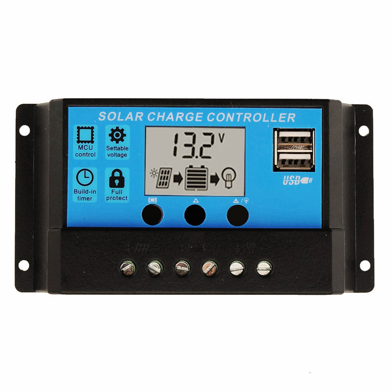 Controlador solar 10A20A30A12/24V identificación automática voltaje de la batería pantalla LCD con USB5V