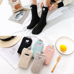 Coral Fleece Socks for Women - Winter Towel House Socks, Thick Casual Snowboard Socks, Mid-Calf Socks, Half-Fleece Socks, Wholesale