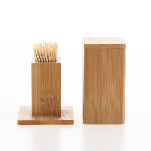 Bamboo toothpick box commercial coffee restaurant hotel toothpick jar solid wood toothpick tube wholesale engraved LOGO