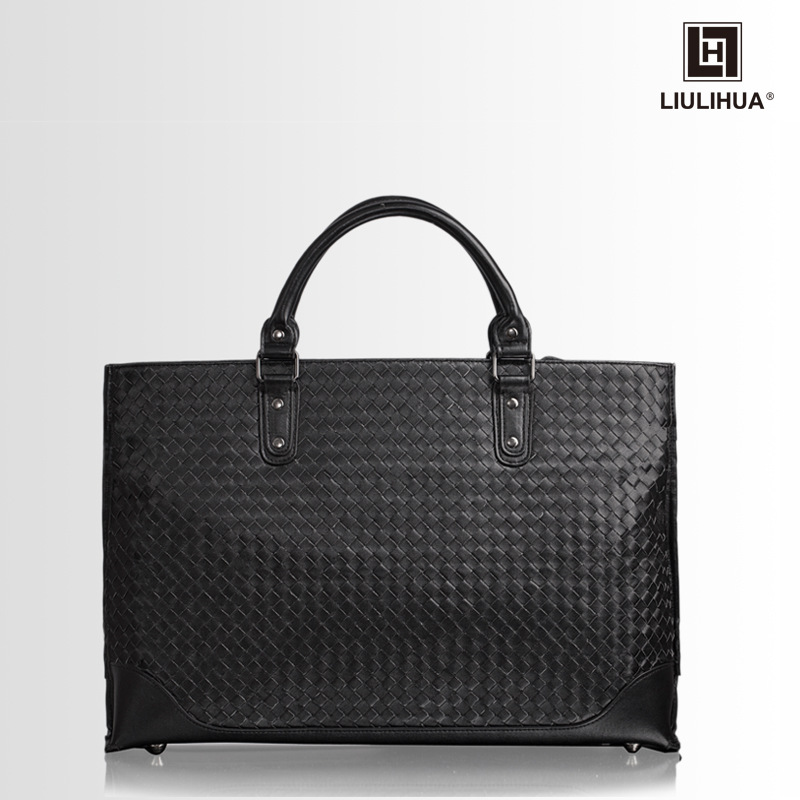 欧美男公文包新款男士手提斜挎式大容量手袋订购商务文件袋编织