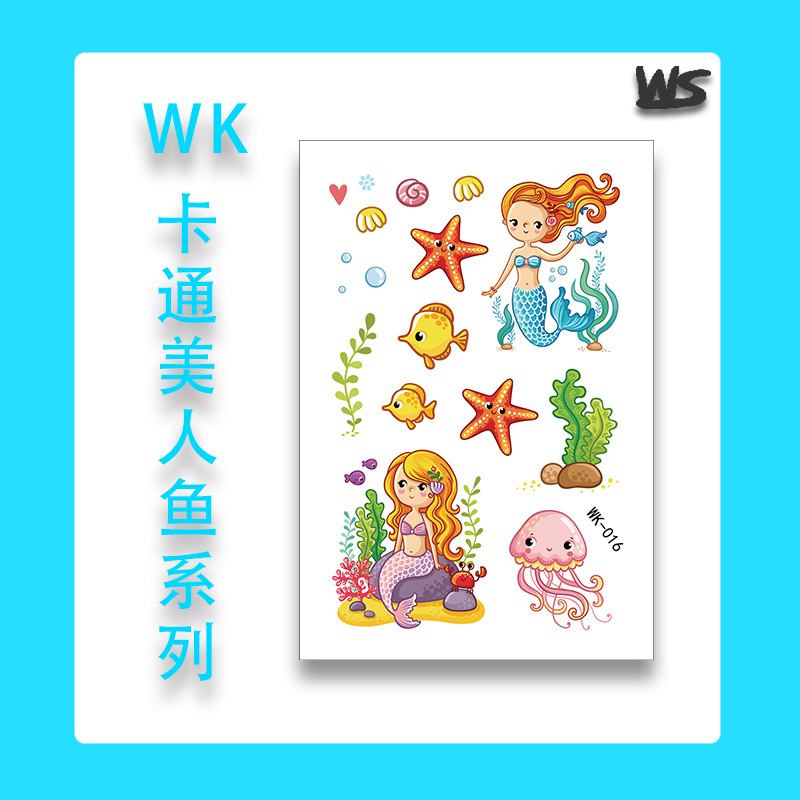 Tatuajes Temporales Infantiles de Unicornio y Sirena Papel de Transferencia de Agua Multicolor para Niños