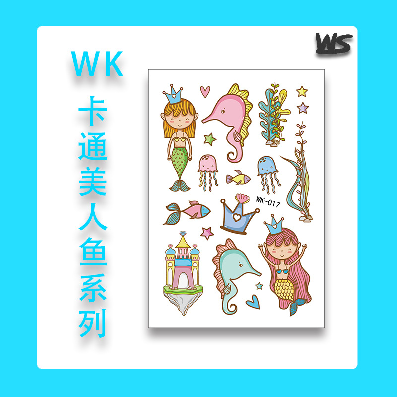 Tatuajes Temporales Infantiles de Unicornio y Sirena Papel de Transferencia de Agua Multicolor para Niños