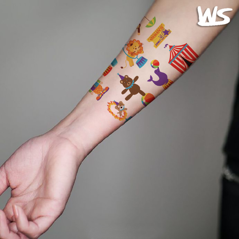 Tatuajes Temporales Infantiles de Circo de Papel de Transferencia de Agua para Fiestas