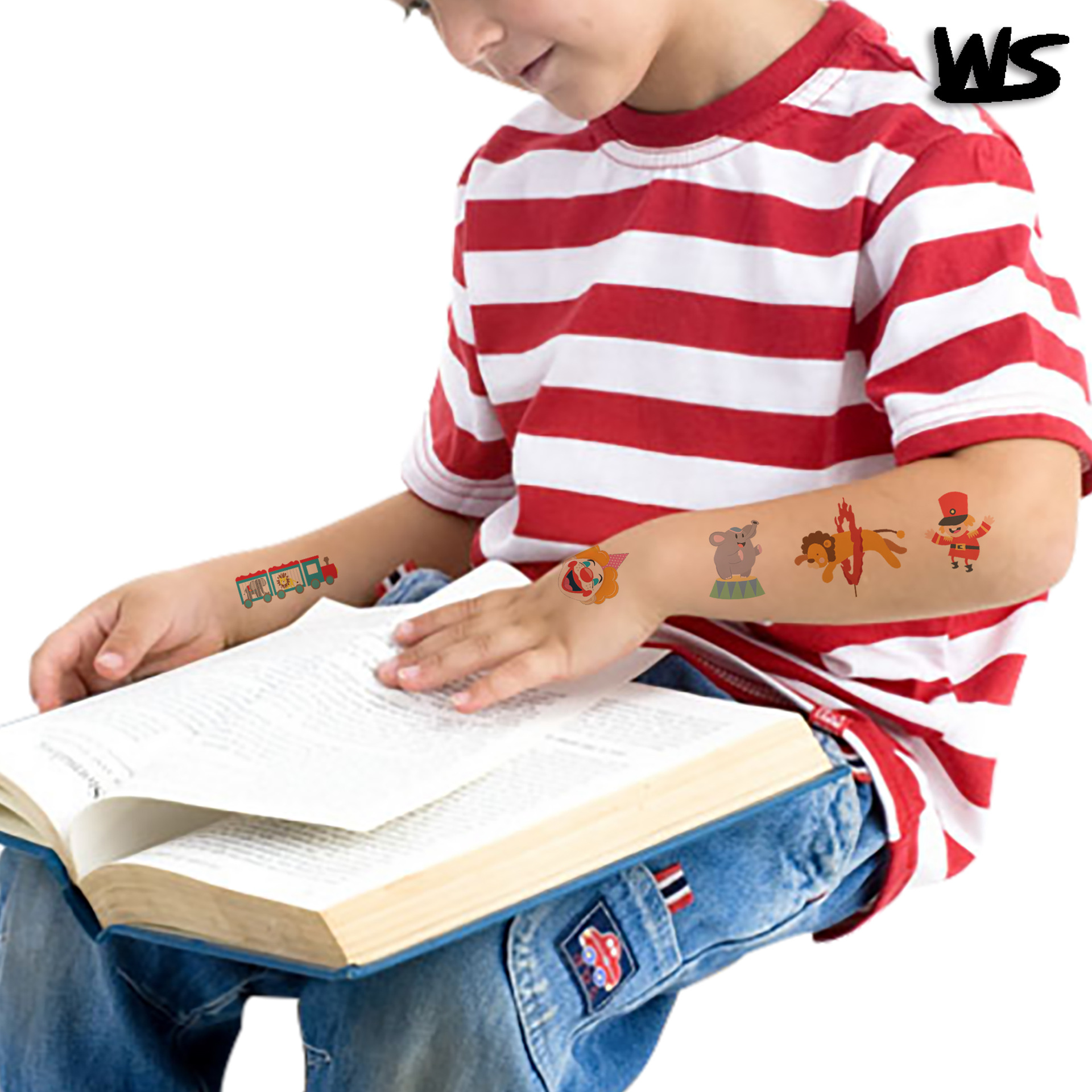 Tatuajes Temporales Infantiles de Circo de Papel de Transferencia de Agua para Fiestas