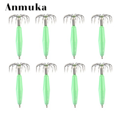 Stainless steel luminous squid hook, barb-free 12-pin blow tube umbrella hook, octopus fish hook, squid fishing hook