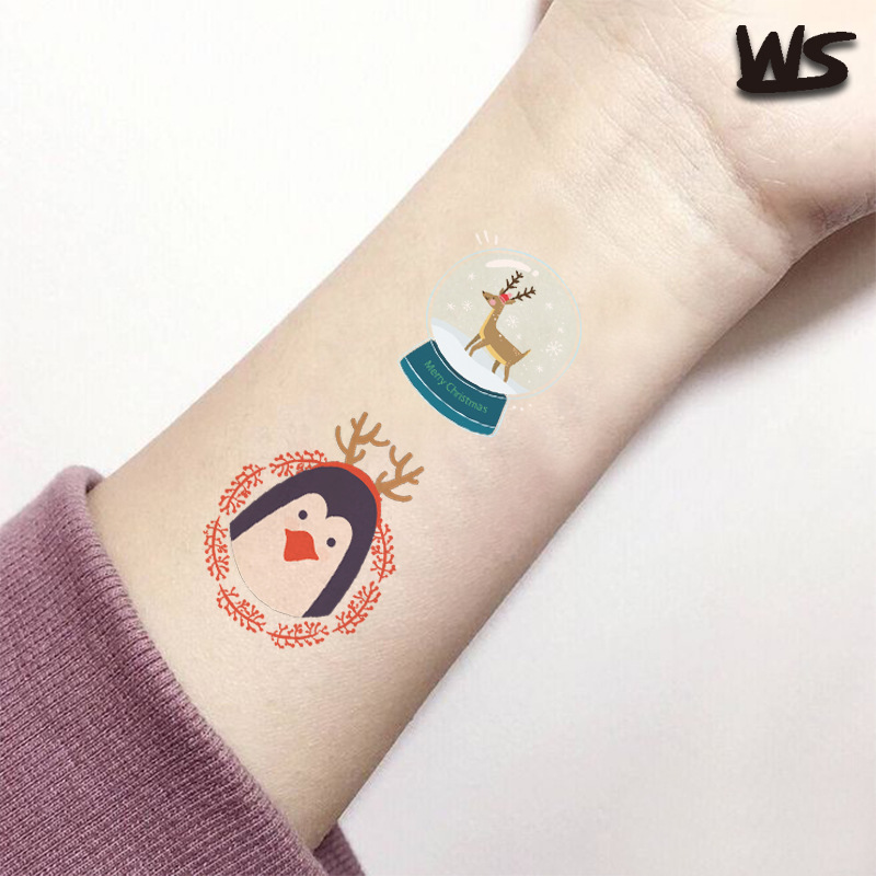 Tatuajes Temporales Faciales de Navidad de Papel de Transferencia de Agua Impermeables para Fiesta