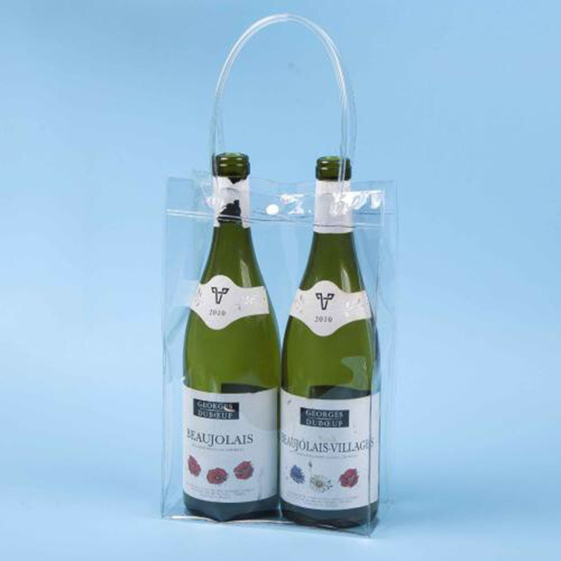 环保无味红酒礼品包装袋直销  PVC透明酒水包装袋 礼品手提袋
