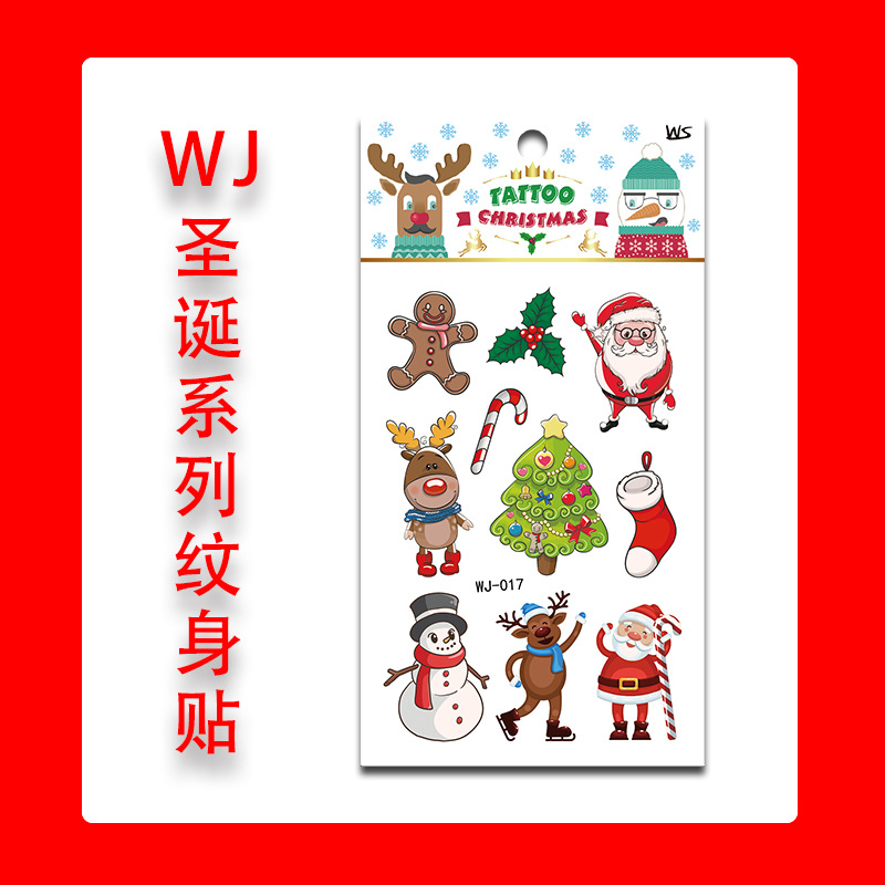 Tatuajes Temporales Faciales de Navidad de Papel de Transferencia de Agua Impermeables para Fiesta