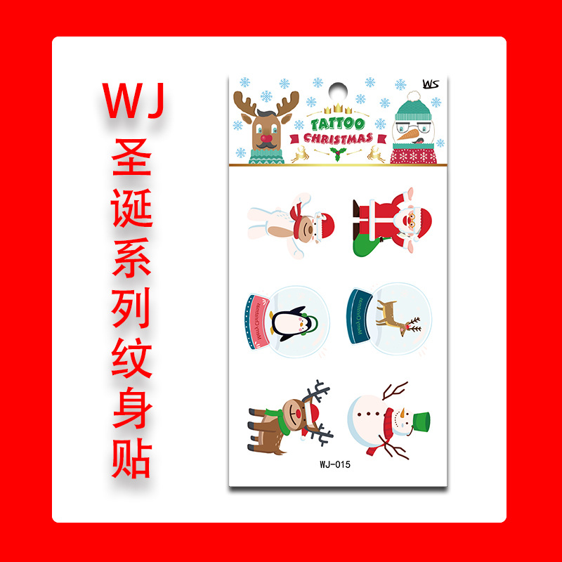 Tatuajes Temporales Faciales de Navidad de Papel de Transferencia de Agua Impermeables para Fiesta