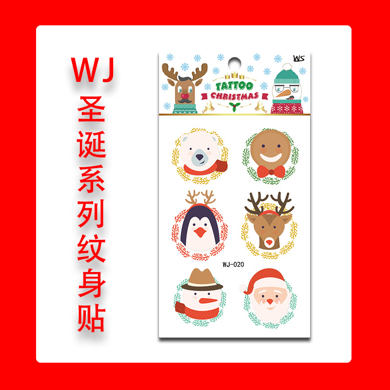 Tatuajes Temporales Faciales de Navidad de Papel de Transferencia de Agua Impermeables para Fiesta