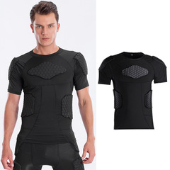 Sports Honeycomb Fitness Anti-Collision Clothing Basketball Football Sports Training Competition Anti-Collision Short-Sleeved Tight-Fitting Quick-Drying Equipment 