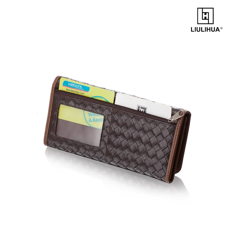 Polyurethane small clutch bag, woven wallet with zipper, custom-made