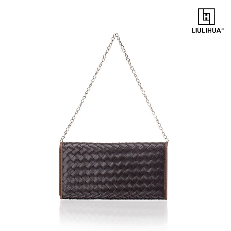 Polyurethane small clutch bag, woven wallet with zipper, custom-made