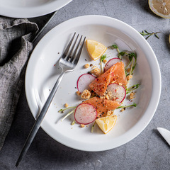 批發ins風陶瓷盤子酒店家用甜品盤擺盤牛排白瓷餐具盤子可制LOGO