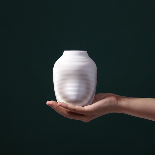 Simple Nordic style pure white threaded plain-fired ceramic vase dry flower arrangement device home soft furnishings wholesale