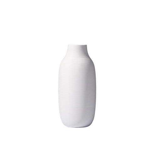 Simple Nordic style pure white threaded plain-fired ceramic vase dry flower arrangement device home soft furnishings wholesale