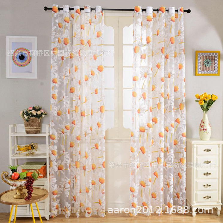 Cross-border exclusive factory direct selling rotten yarn sunflower finished curtain curtain curtain wish explosion window screen