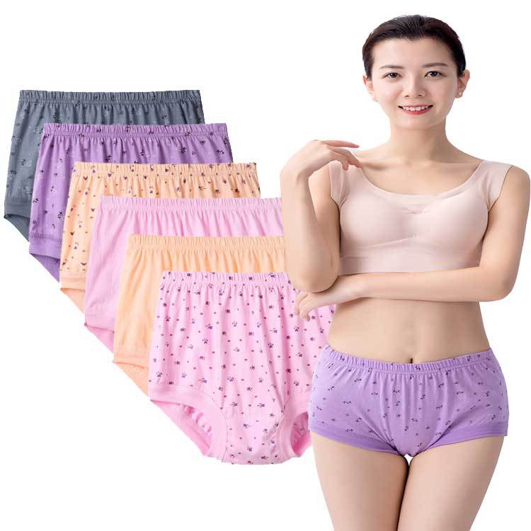 Middle-aged and elderly women's underwear cotton briefs printed Mother's cotton underwear plus size plus size manufacturer