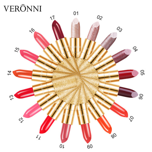 Cross-border makeup VERONNI gold tube lipstick moisturizing velvet matte matte lipstick bullet lipstick