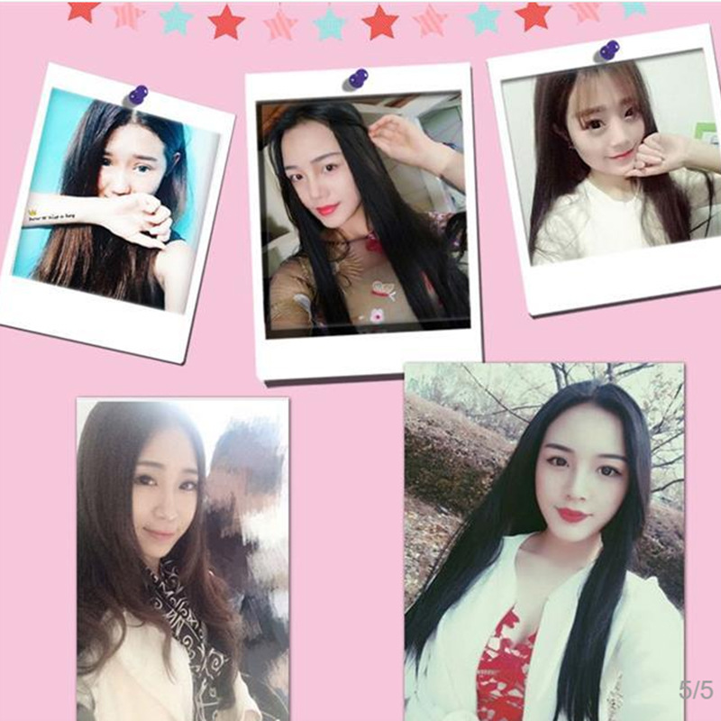 Venta caliente de las mujeres de cinco tarjetas de pelo largo clip de pelo recto Peluca de pelo de fibra química de cinco clip cortina de pelo sin costuras extensión en stock al por mayor