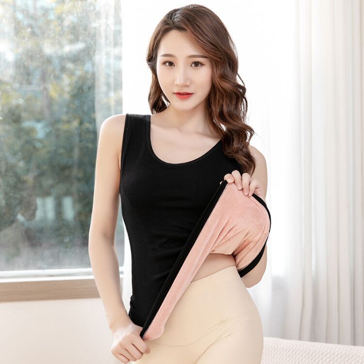 Thermal Vest Women's Thickened Velvet Top Outerwear Bottoming Shirt Cotton Underwear Sleeveless Autumn and Winter Sexy Tight Inner Wear Thermal Vest Women's Thickened Velvet Top Outerwear Bottoming Shirt Cotton Underwear Sleeveless Autumn and Winter Sexy Tight Inner Wear