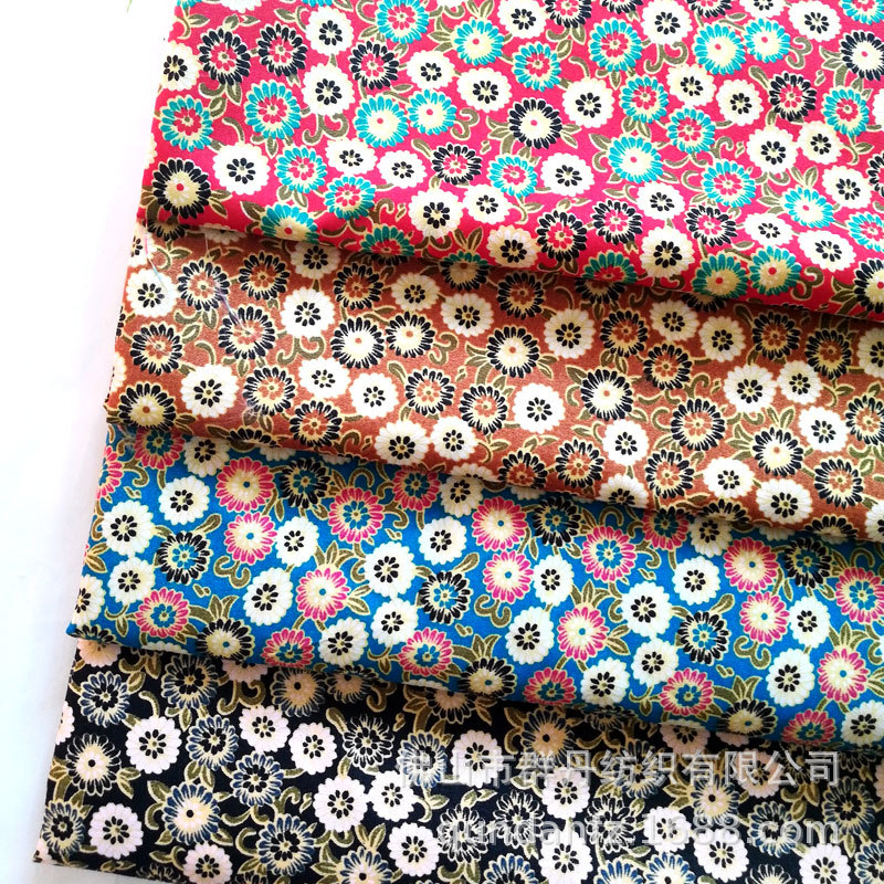 涤纶平纹桃皮绒碎花印花小清新 圆圈向日葵 箱包鞋材鞋花玩具辅料