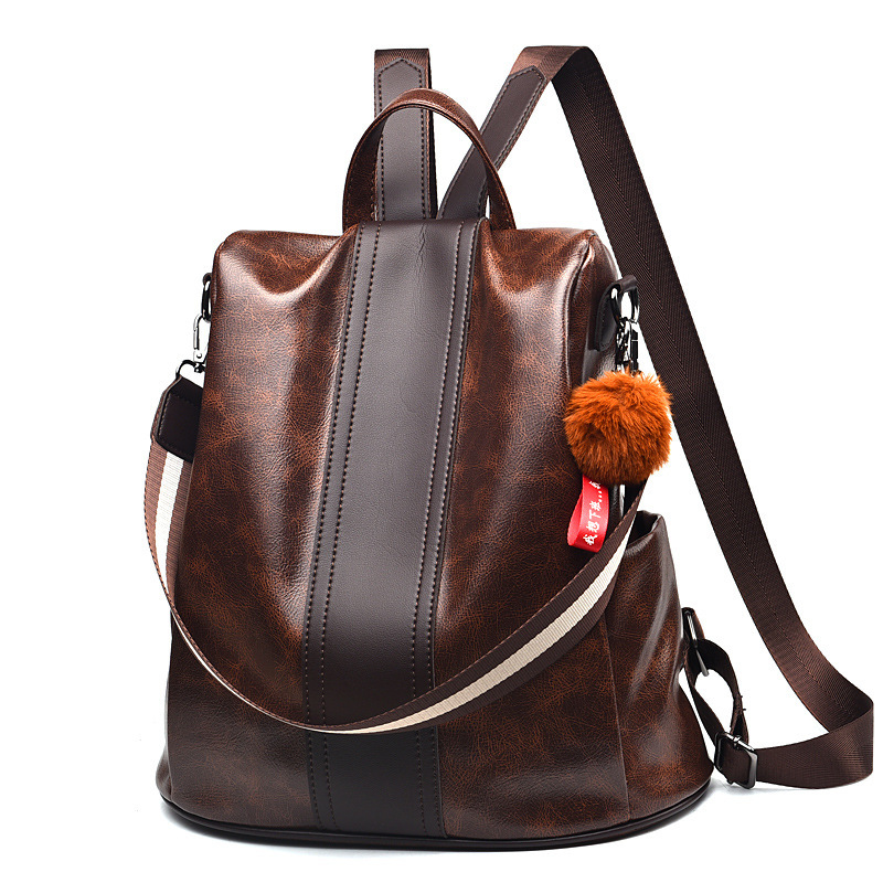 Cross-Border Bags for Women 2025 New Fashion Large-Capacity Backpack Trendy Personalized Soft Leather Splicing Casual Backpack Dropshipping