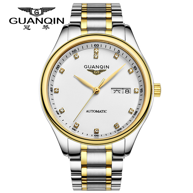 Guanqin B4 Waterproof Quartz Watch Trendy Steel Belt Double Calendar High Quality Men's Business Men's Watch Gq80009-1A