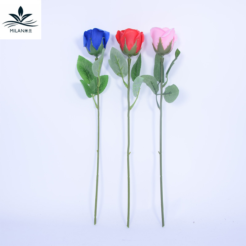 Milan jabón flor cabeza especial flor Rod sola rama ramo material de producción simulación de hoja verde flor Rod