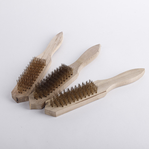 Wholesale wire brush copper-plated wire brush cleaning rust removal polishing wooden handle wire brush