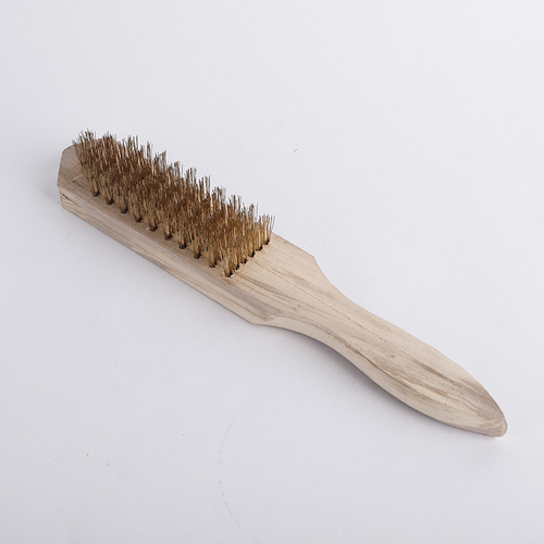 Wholesale wire brush copper-plated wire brush cleaning rust removal polishing wooden handle wire brush