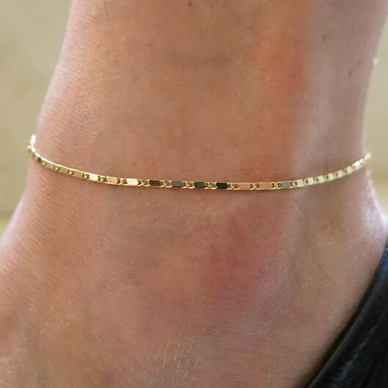Ankle Bracelet, Boho Beach Chain (Gold/Silver), Simple Elegant Summer Design