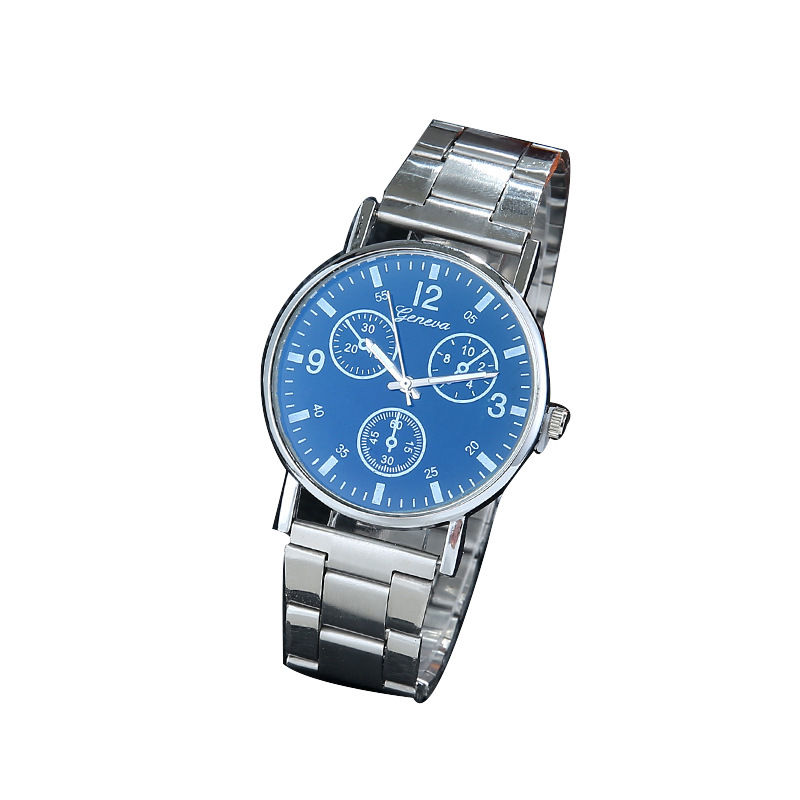 Reloj azul-Ray casual de los hombres reloj de la correa de acero de tres ojos reloj de regalo de los hombres reloj de cuarzo fabricante en stock al por mayor image 6