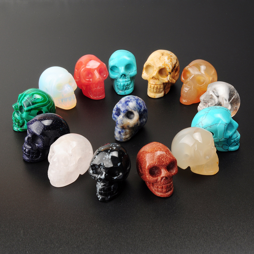 Natural stone crystal agate hand -carved skull accessory pendant…