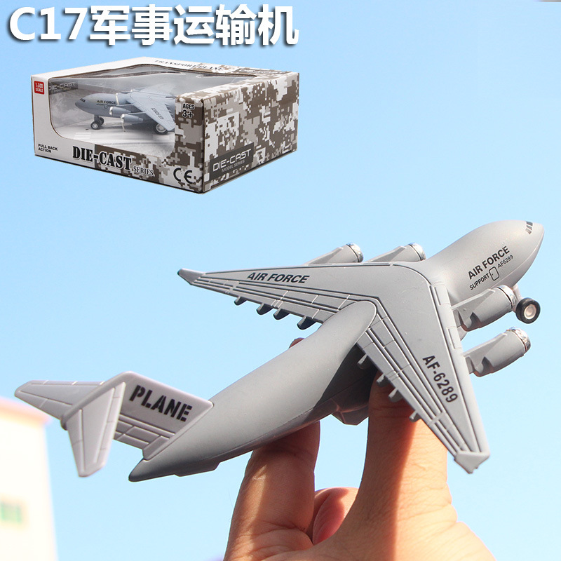 Nuevo C17 aviones de transporte militar modelo de aleación Tire hacia atrás aviones de juguete para niños pastel creativo decoración de la joyería al por mayor