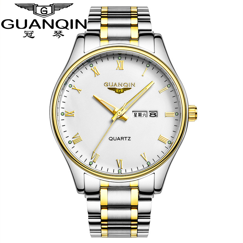 Guanqin B4 Brand Student Watch Double Calendar Waterproof Steel Band Quartz Watch Luminous Men's Watch Gq11006