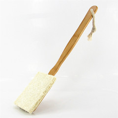 Factory Direct Sales Bamboo Ultra Long Curved Handle Loofah Brush, Removable and Detachable Shower Back Scrubber, Bulk Purchase Discounts