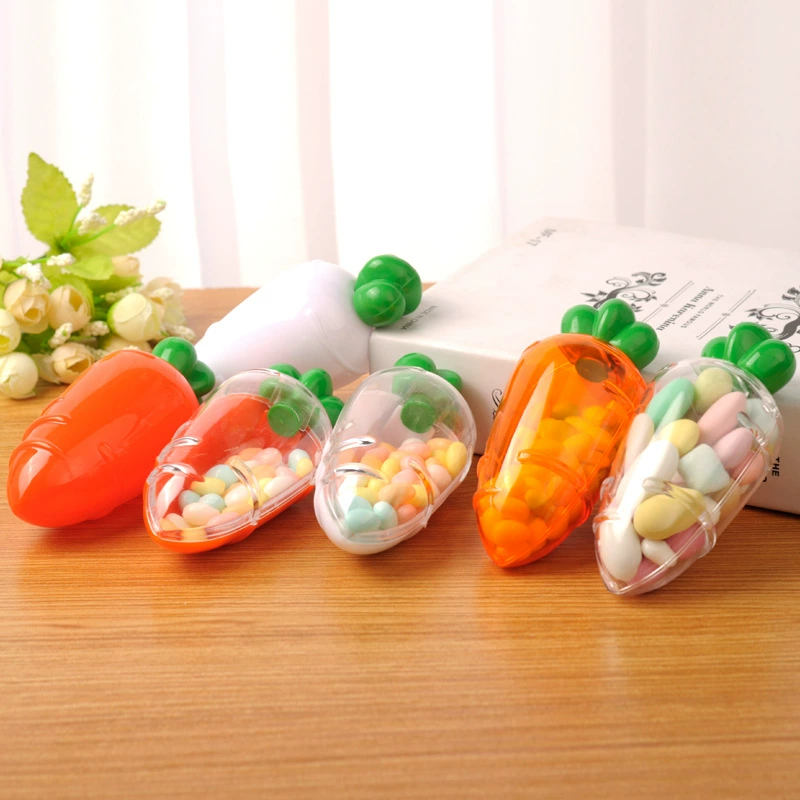 Carrot Candy Box (Creative) Plastic Mini Cartoon Candy Container, 12×5 cm, Orange/Transparent