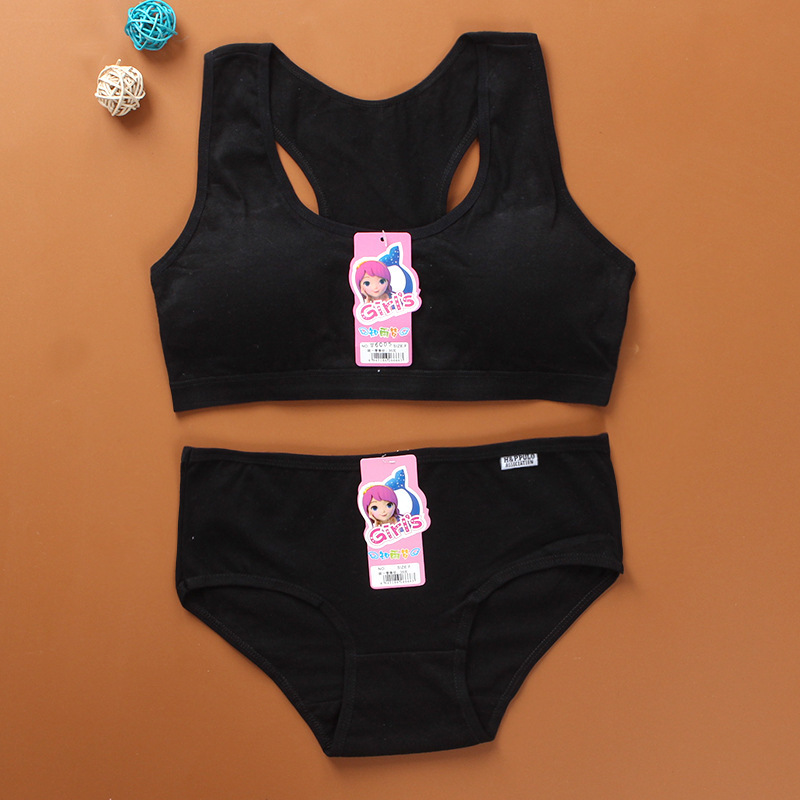 Girls' Bra suit Underwear Vest Developing Stage Middle School Students Cotton Vest Pure Color Girls' Bra suit Underwear Vest Developing Stage Middle School Students Cotton Vest Pure Color