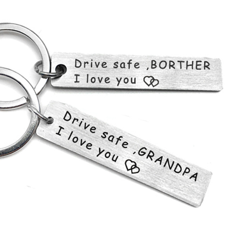 Family warm and good driving Drive safe stainless steel keychain wholesale 8
