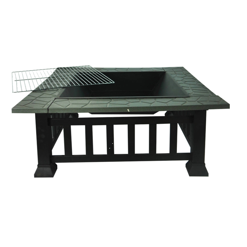 Estufa de calefacción cuadrada estufa de calefacción de mosaico multifunción estufa de calefacción de leña brasero pozo de fuego con parrilla