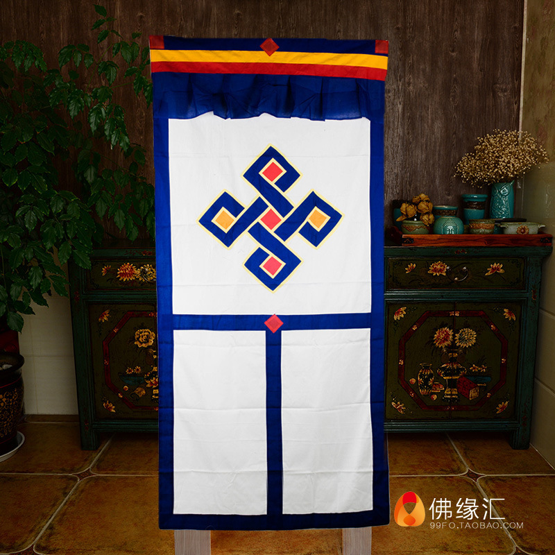 Xizang Buddhist supplies Xizang door curtain cotton cloth sewing Xizang auspicious knot embroidered fabric door curtain hanging curtain Xizang Buddhist supplies Xizang door curtain cotton cloth sewing Xizang auspicious knot embroidered fabric door curtain hanging curtain