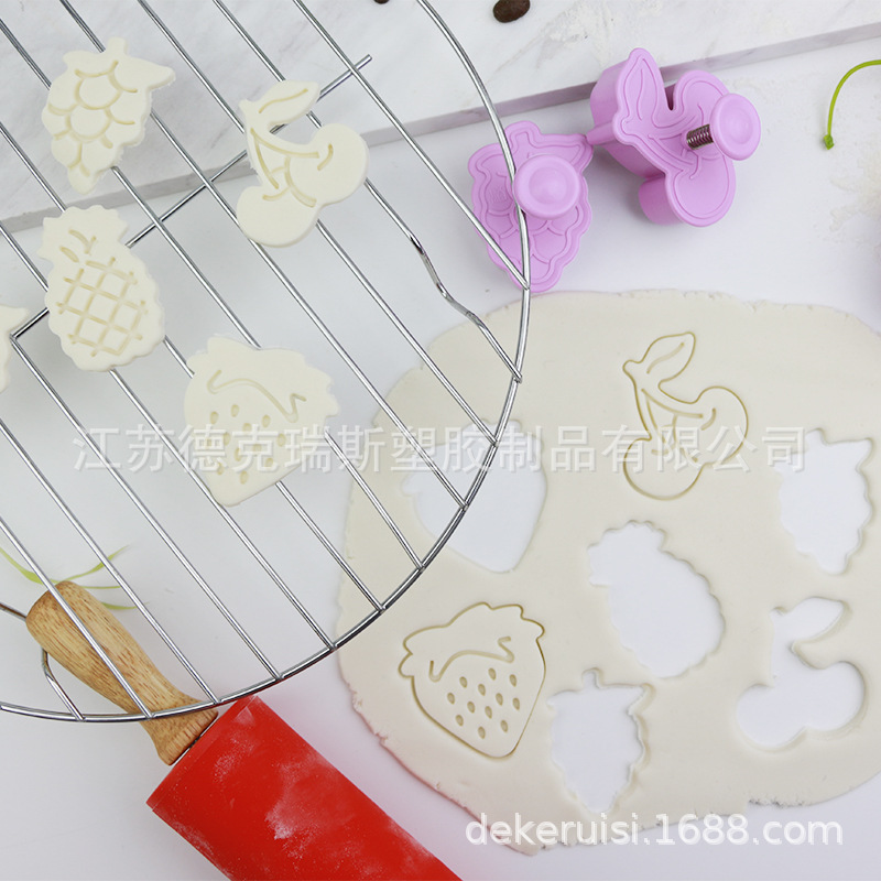 3D tridimensional tipo prensa de plástico tipo molde de galletas fruta uva piña berenjena fresa molde de galletas