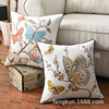 Sofa for bed with butterfly, pillow, American style, with embroidery, dragonfly, peacock