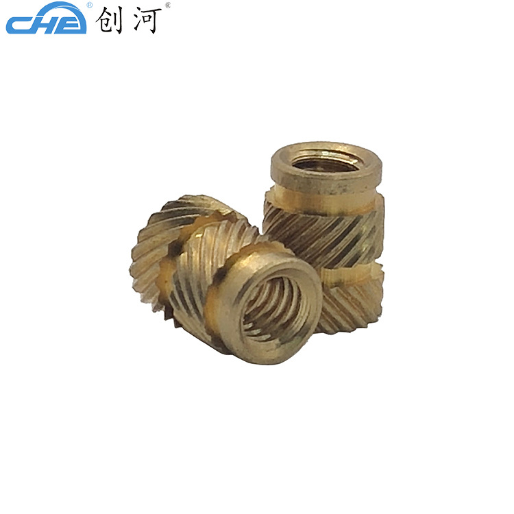 双通铜花母家具圆筒滚花螺母 注塑预埋件铜镶嵌件M2M2.5M3M4M5M6