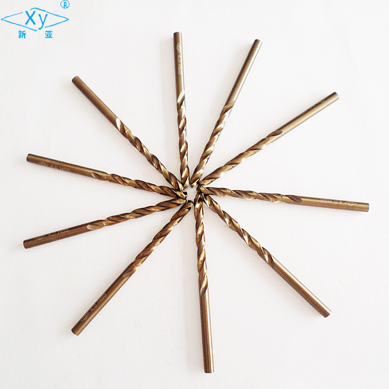 源头厂家双色烤黄钻头全磨制M2 HSS高速钢直柄麻花钻头批发