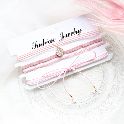 European and American cross-border fashion accessories short sweater chain choker choker necklace 3-piece set wholesale stock