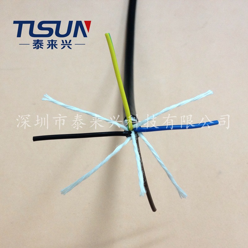 移动电缆 4芯19AWG 额定电压300V 伺服电机动力拖链电缆线 耐弯曲